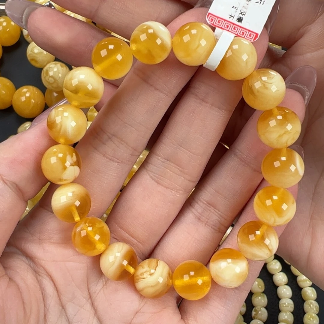 琥珀未镶嵌手链14.6金瓷白