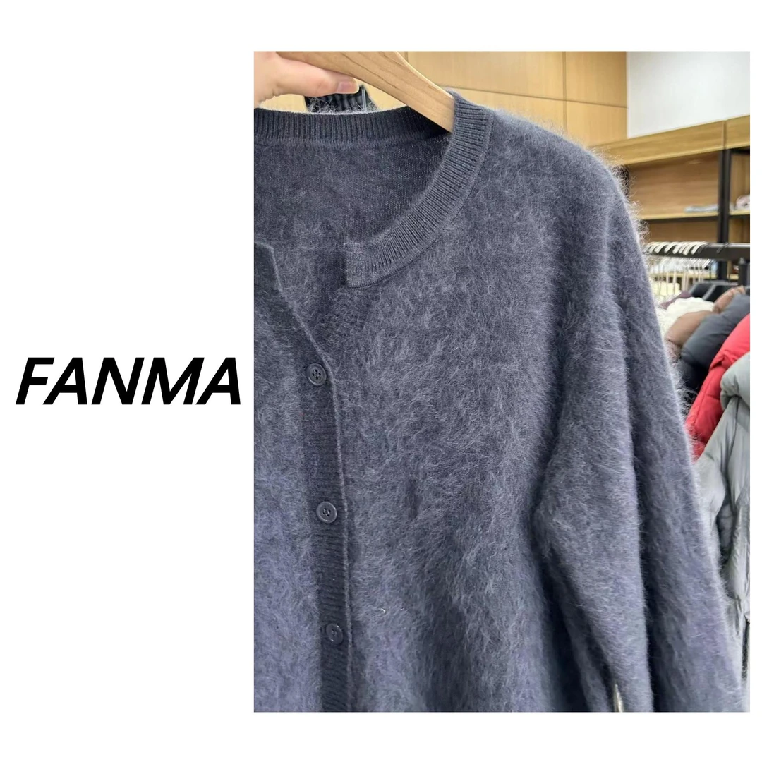 #拉毛开衫# 圆领羊毛羊绒休闲百搭女士针织开衫 F361-673