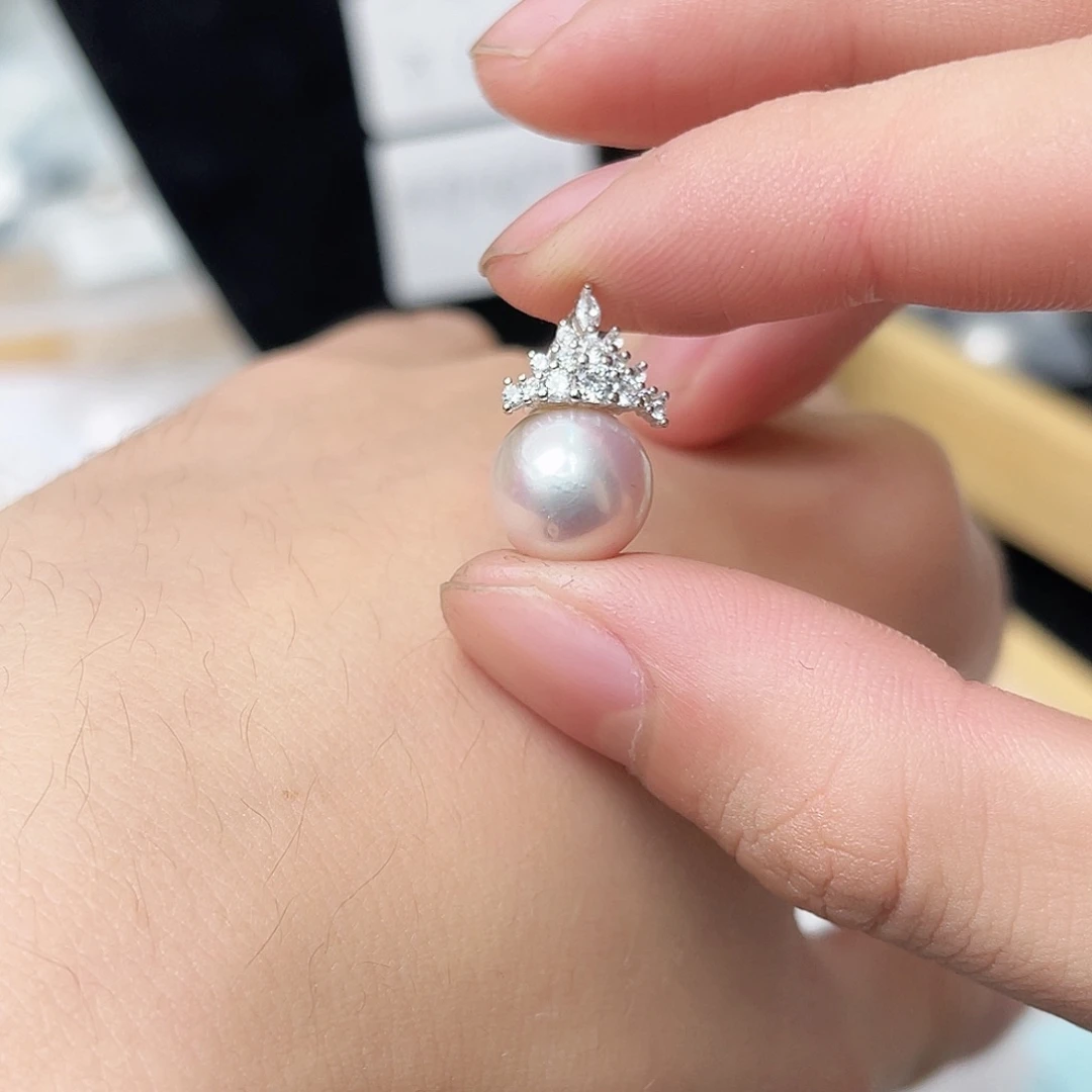 银S925镶嵌天然淡水珍珠淡水珍珠