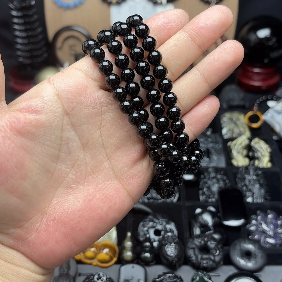 试***试黑曜岩未镶嵌手链