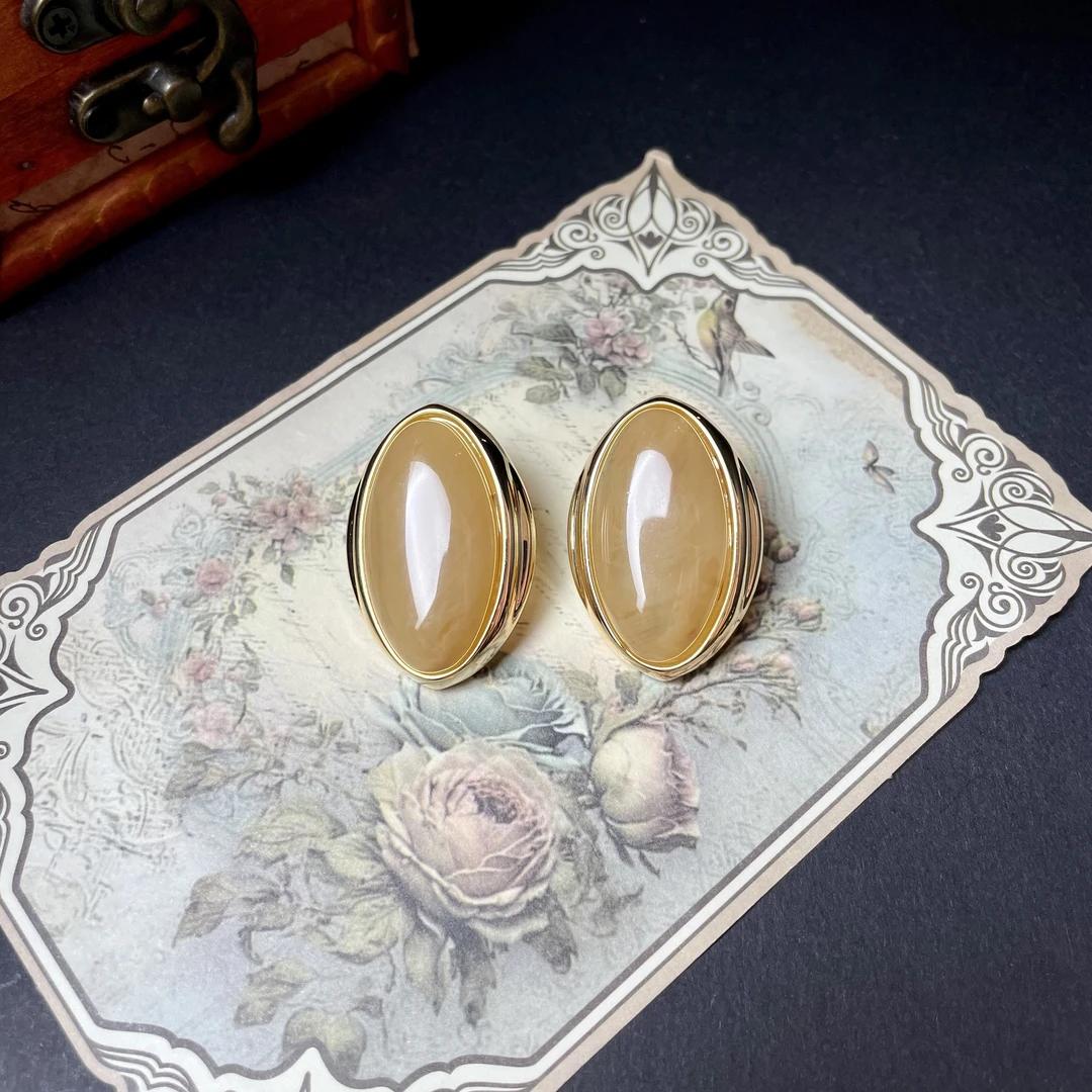 铜合金耳饰 买三送一  手工气质时尚复古法式中古镶嵌耳钉