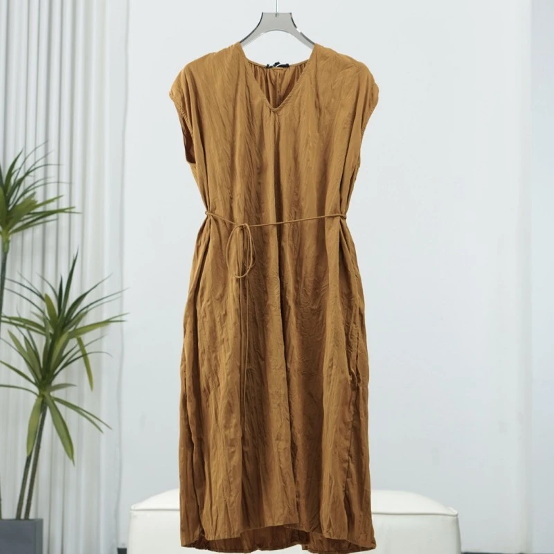 蒥系列  Y666  女装时尚撤柜夏季连衣裙焦茶色3327