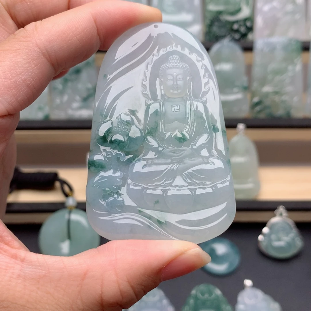翡翠未镶嵌颈饰D**L大日如来