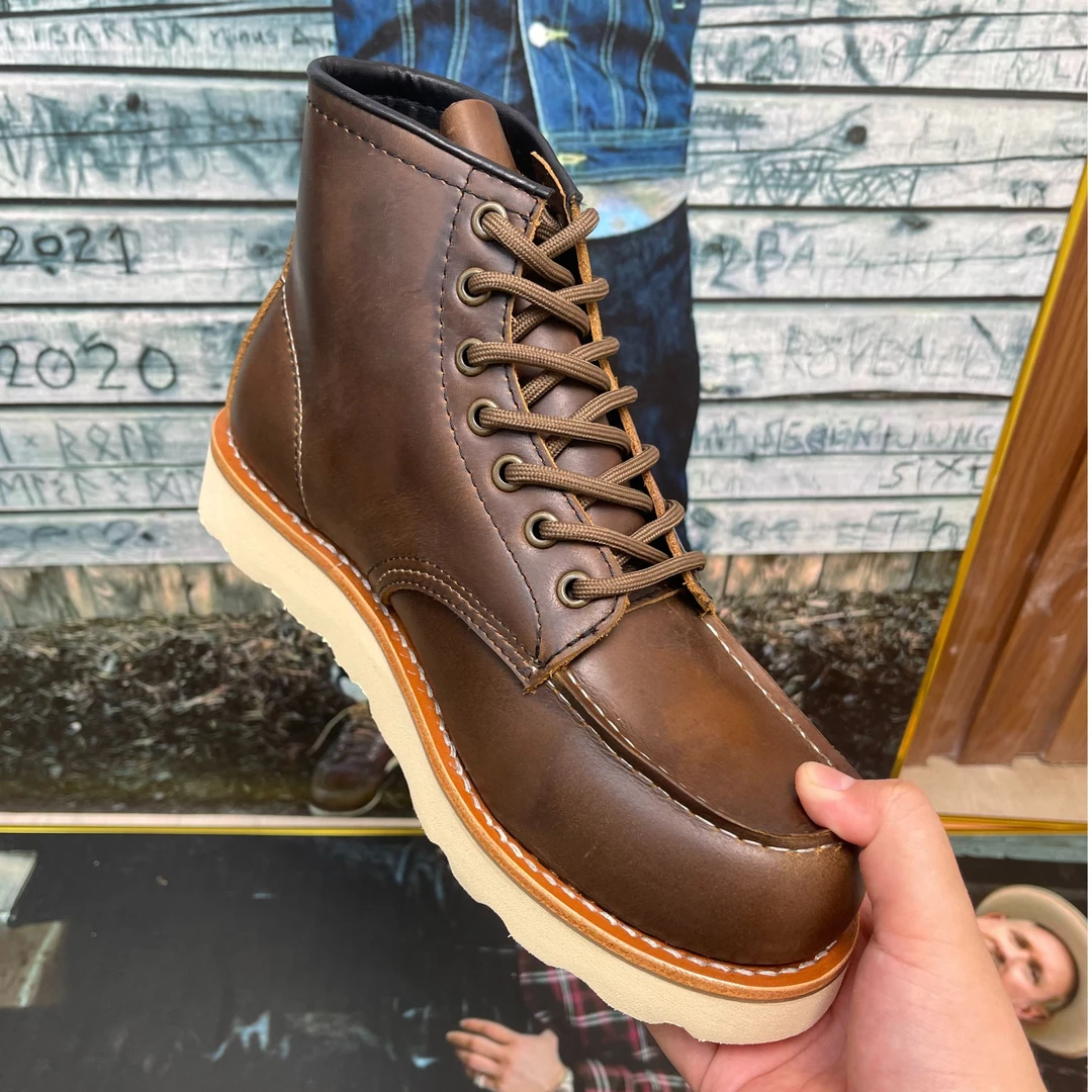 疯马牛皮10875工装靴 固特异工艺 中高帮 复古阿美咔叽 男士户外