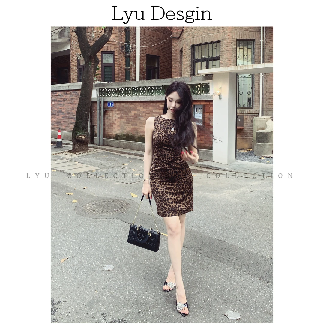 LYU【野性美学】高级感豹纹复古显瘦气质连衣裙041