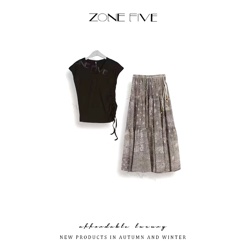 【ZONE FIVE】海风遐想2025夏季新款不规则显瘦两件套