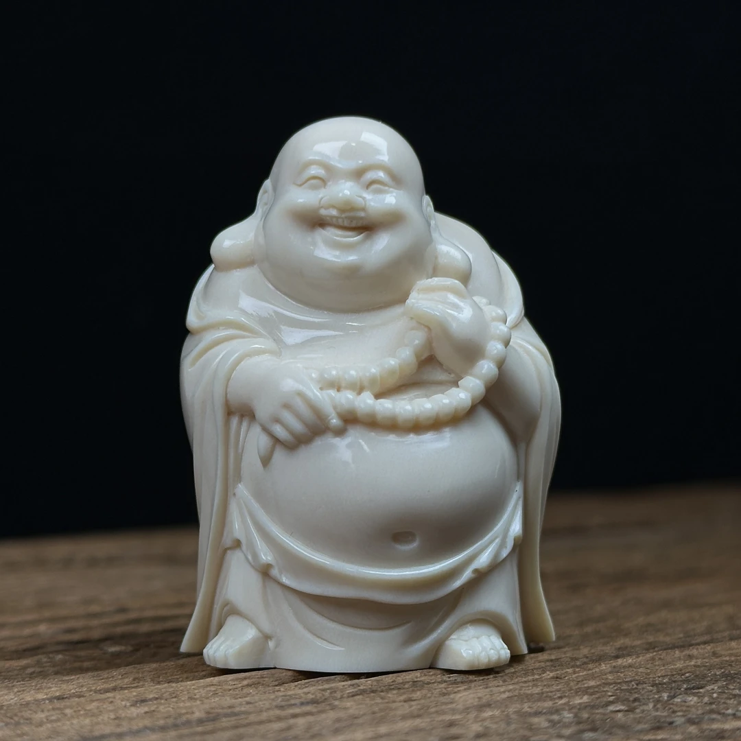 W1202天然猛犸牙摆件弥勒佛41X57X36mm 83克 支持鉴定 假一罚四