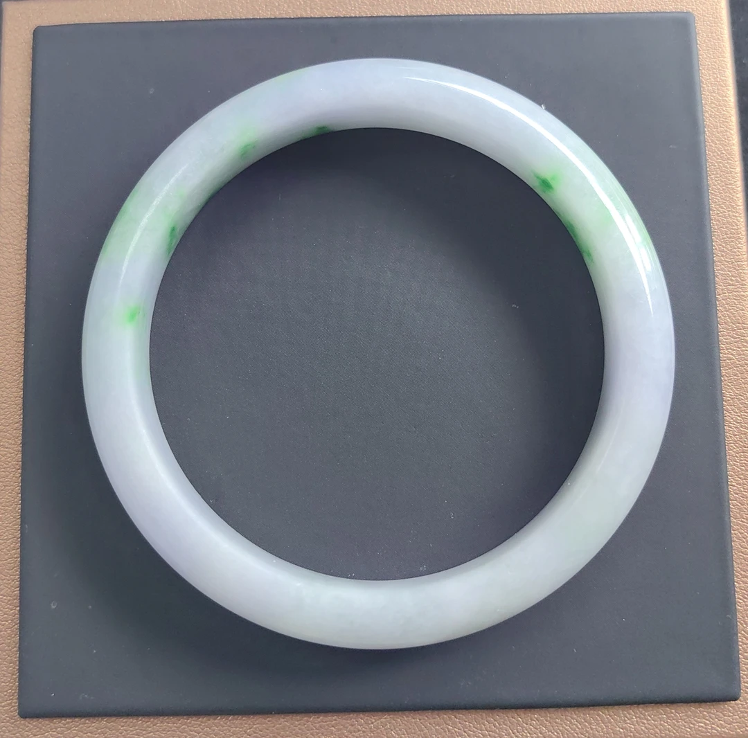 W1296五八＋缅甸白底青翡翠手镯