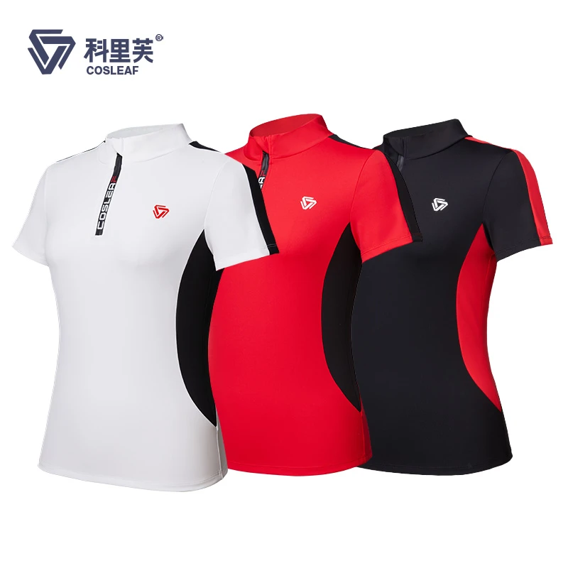 【春夏上新】科里芙春秋季半拉链跑步运动T恤女短袖春季跑步上衣
