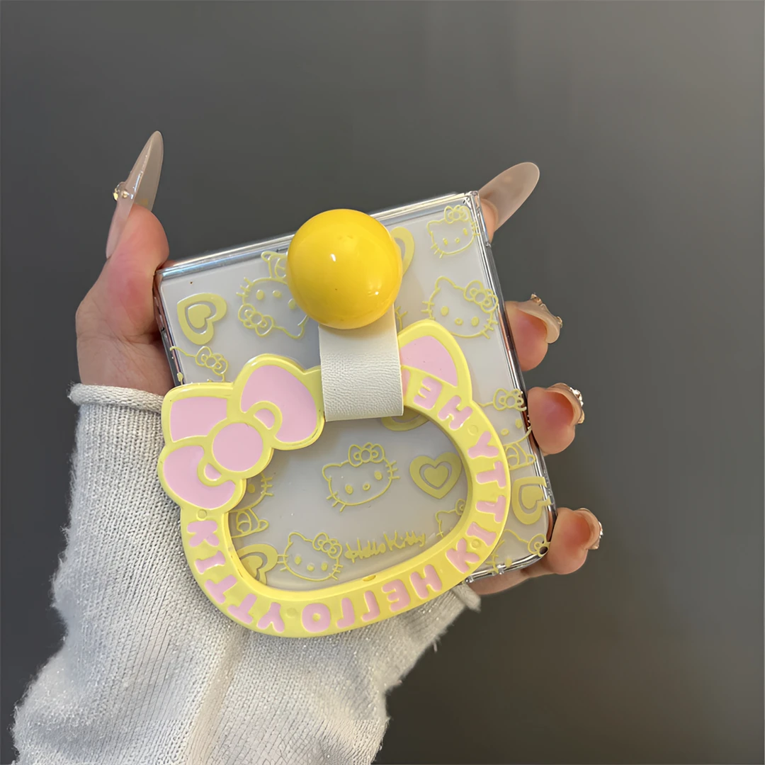 卡通线条猫咪指环扣适用华为Pura X手机壳Pocket2小米MIXFlip女款