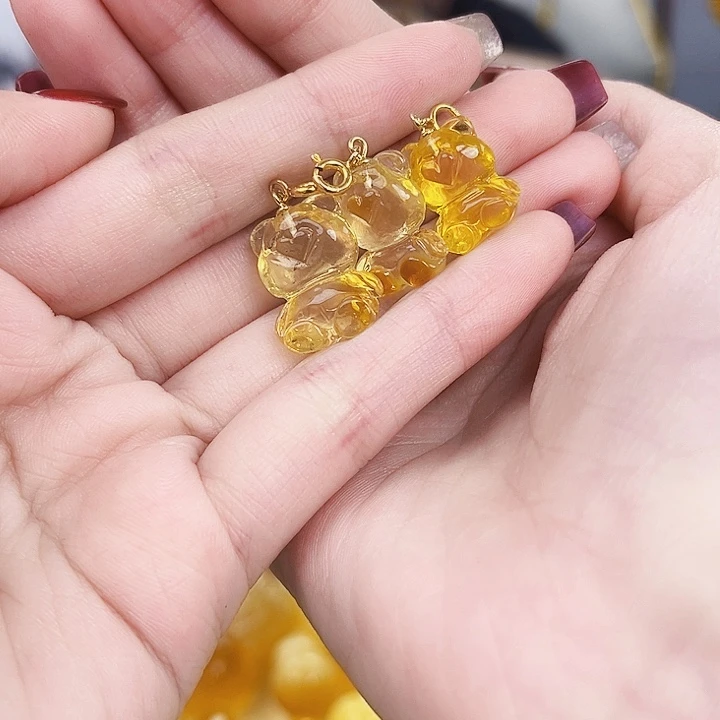未镶嵌琥珀裸石小熊万能扣多样性发一