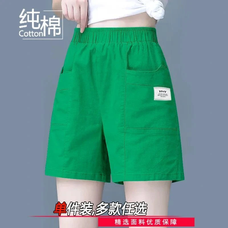 夏常规休闲短裤薄款高腰大码阔腿韩版中裤潮优质含棉五分裤女宽松