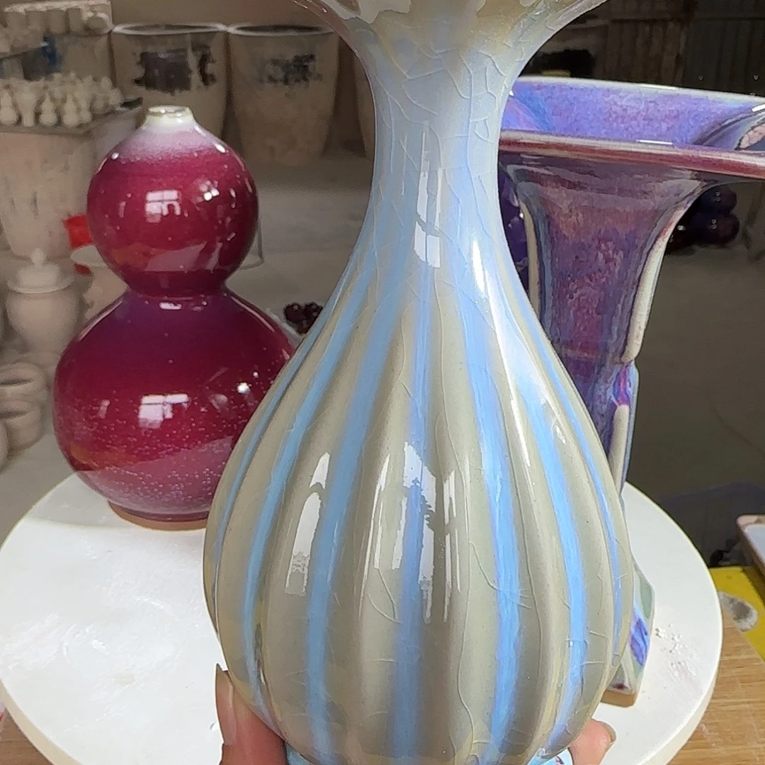 摆件陶郑家钧窑微瑕