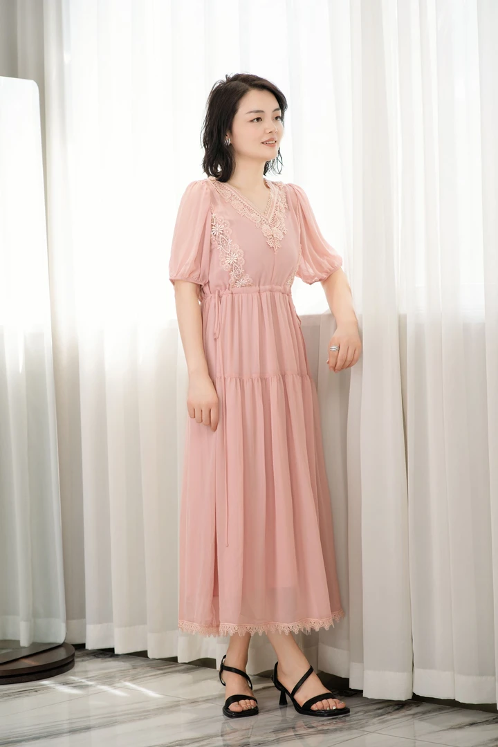 【精品】YANGSHANG 夏季白色富家千金风法式高腰宽松连衣裙EY8009