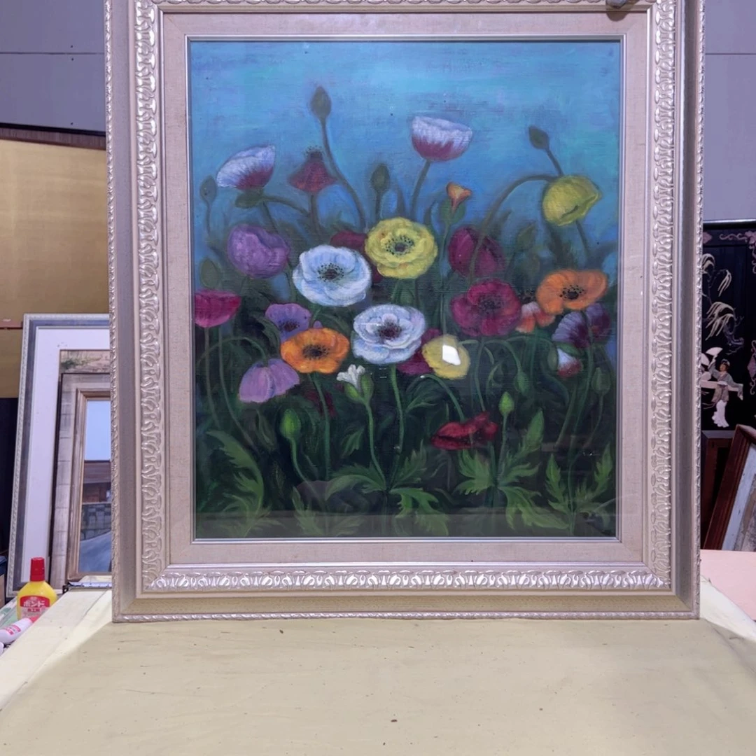 绘画惋*屏风框画茶空间设计