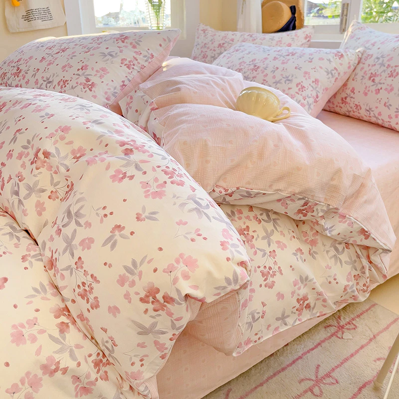 水星2025年新款花卉小清新全棉四件套公主风小碎花少女心学生宿舍