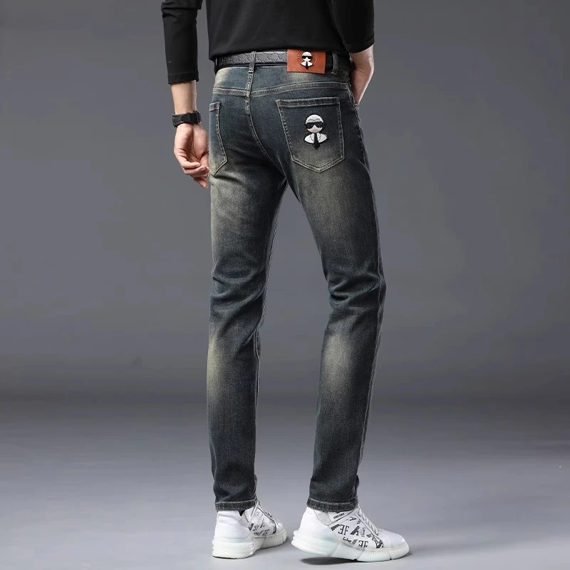 BOTEMER/比提米尔欧货刺绣轻奢牛仔裤男士新款夏季薄款韩版牛仔裤