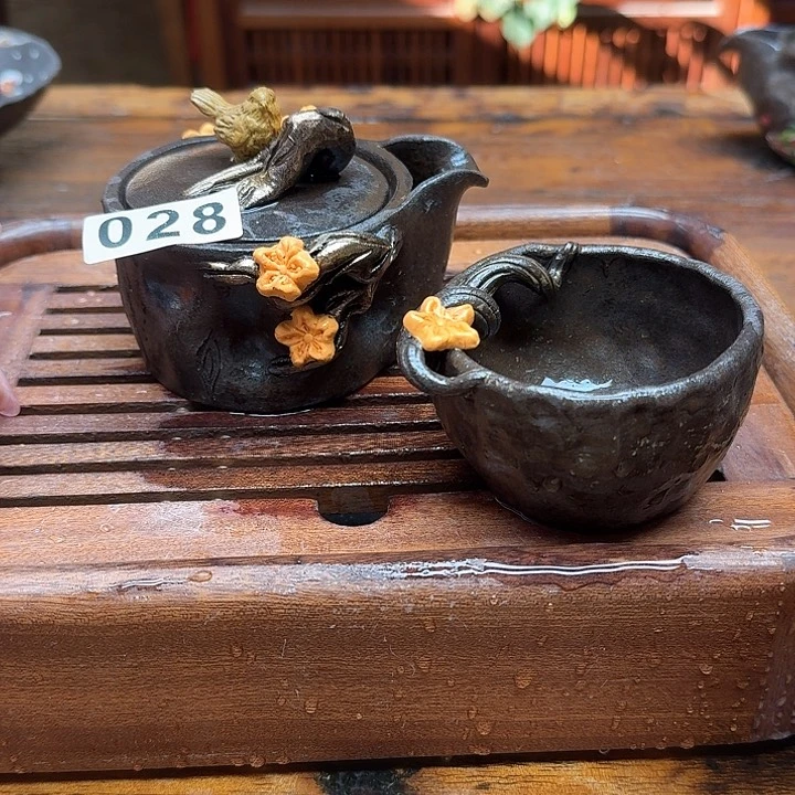 纯手工制作粗陶茶具