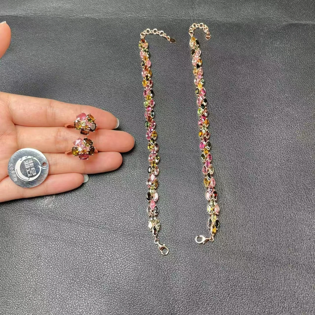 39916T20-4BH41-碧玺手链+戒指s925银镶-多样性发其一套
