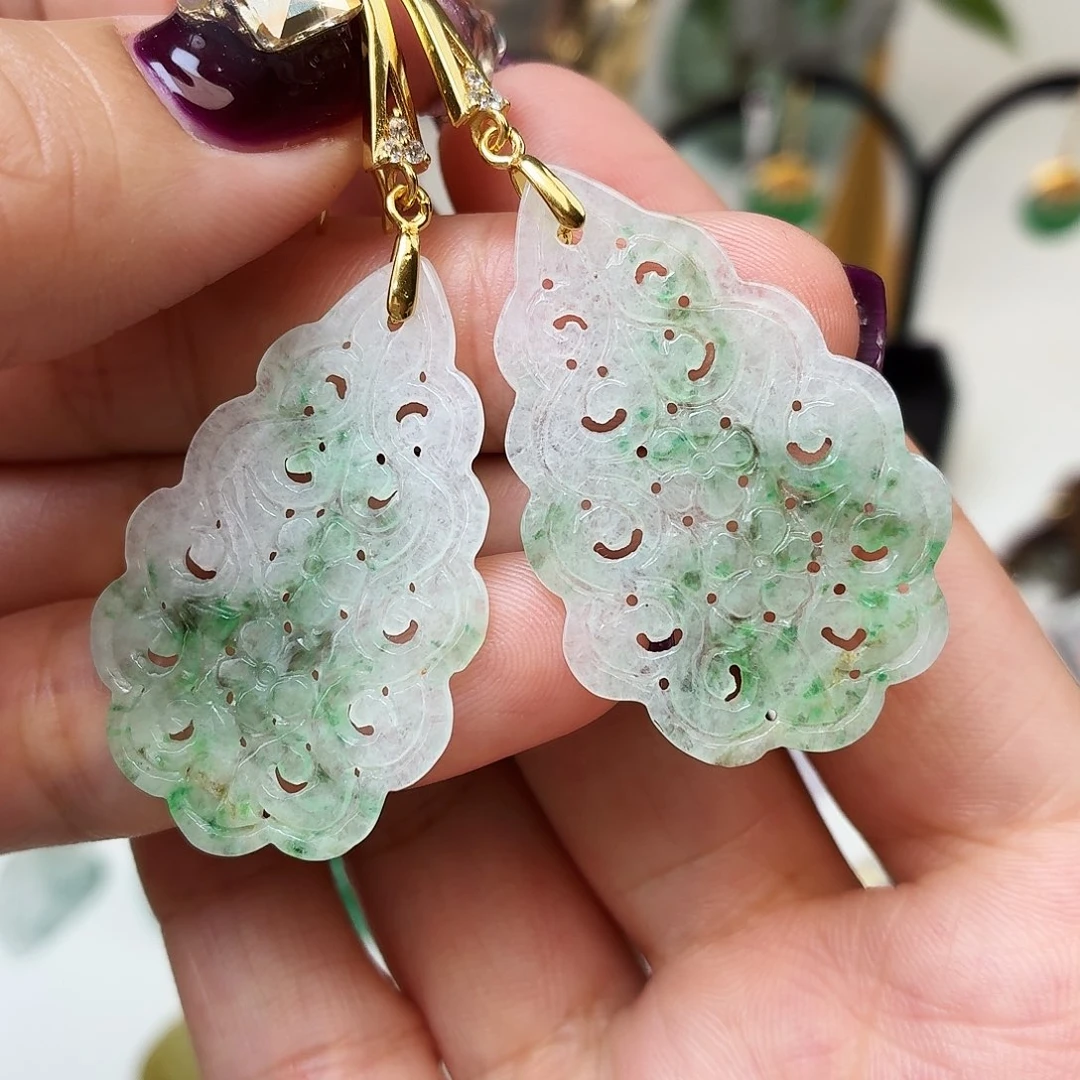 翡翠银S925镶嵌耳饰