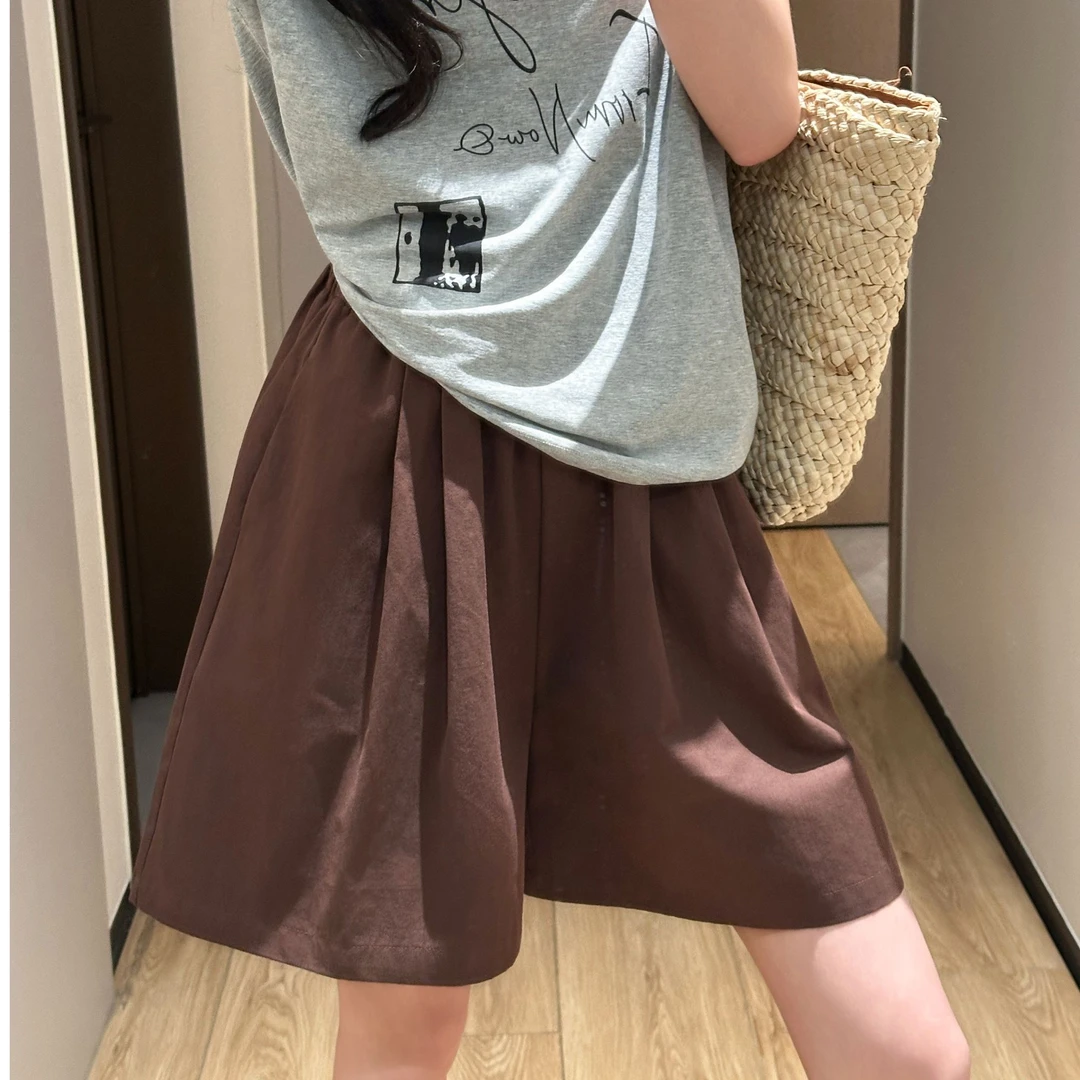 纯棉五分裤女2025夏季薄款高腰宽松显瘦小个子阔腿短裤新款休闲裤