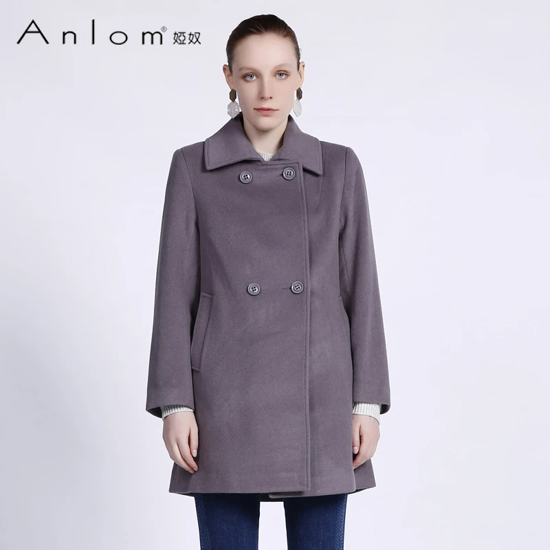Anlom/娅奴毛呢外套大衣外套气质复古宽松羊毛呢子外套女秋冬
