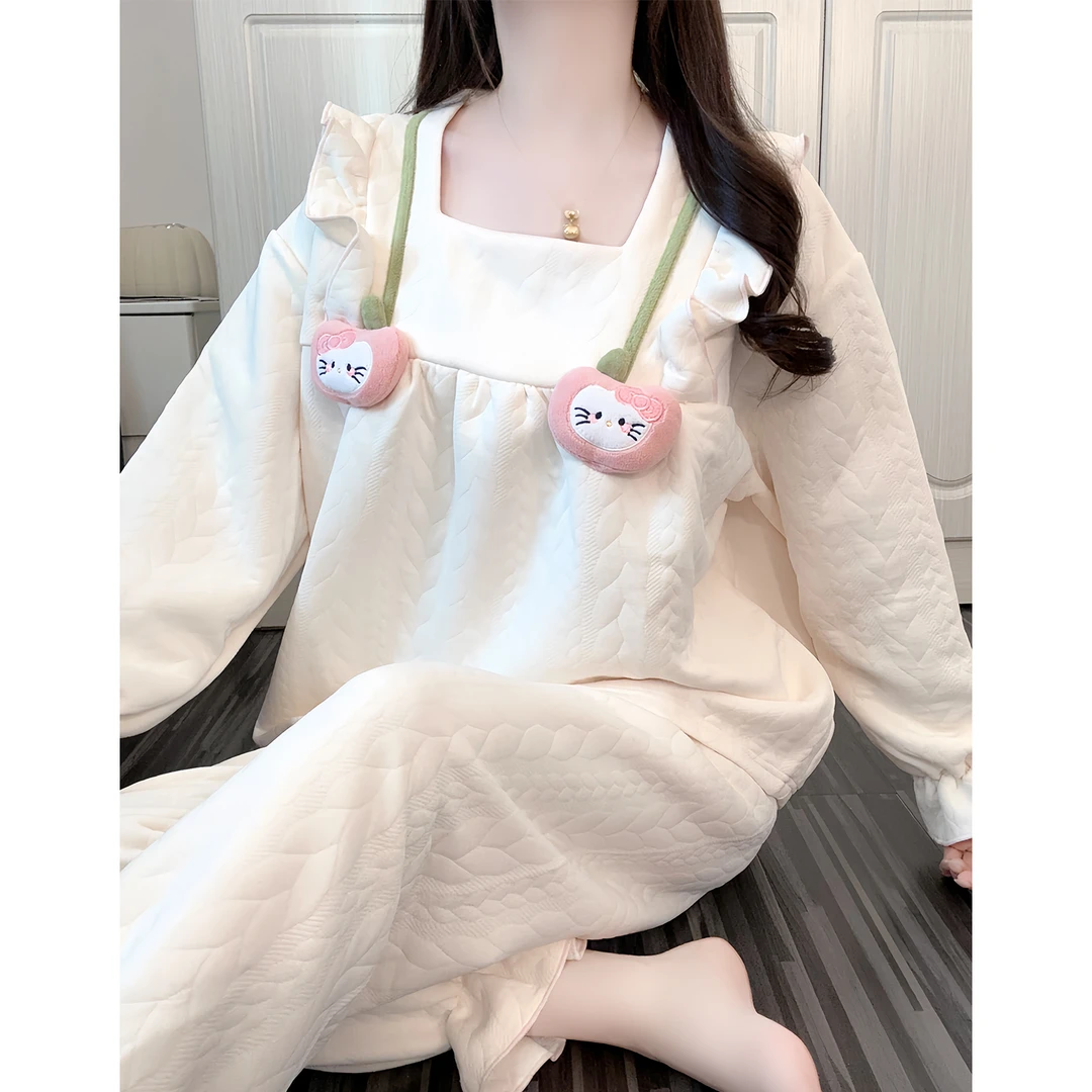 【空气棉】睡衣女款秋冬季夹层KT猫装饰2025新款少女家居服套装