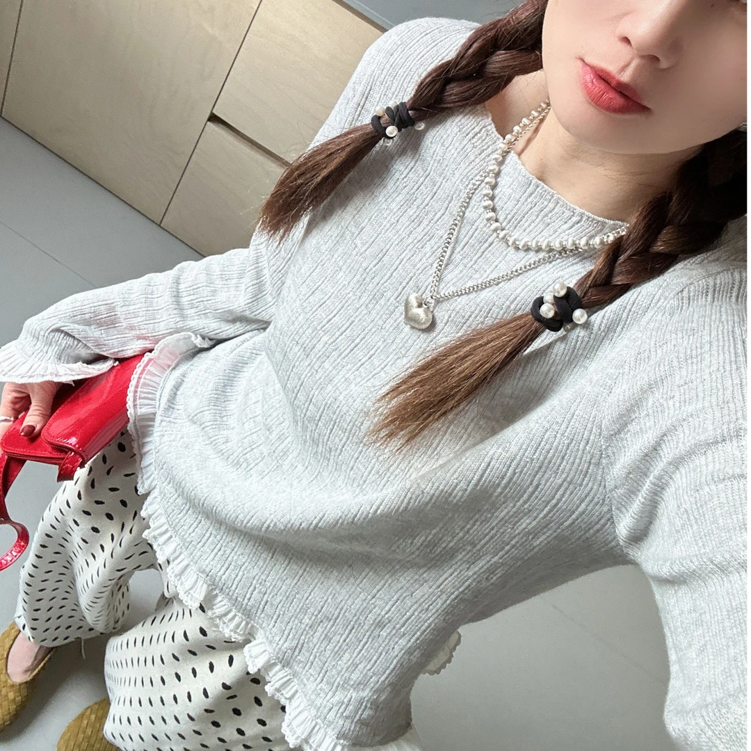 【大小姐家】欧韩货针织花边小衫597023