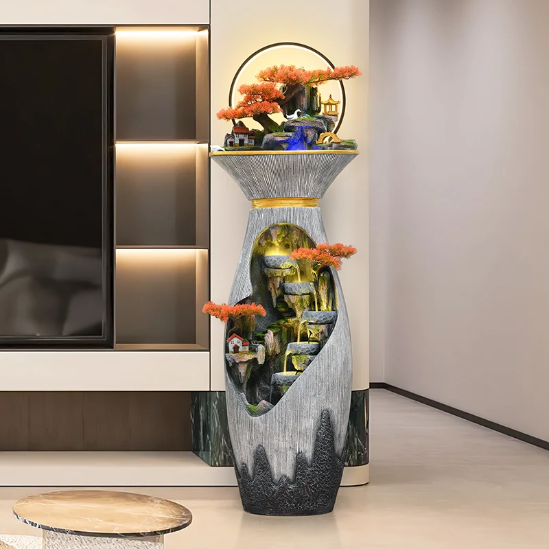 7192B假山喷泉摆件创意好物生财花瓶设计摆件风水轮流转流水摆件