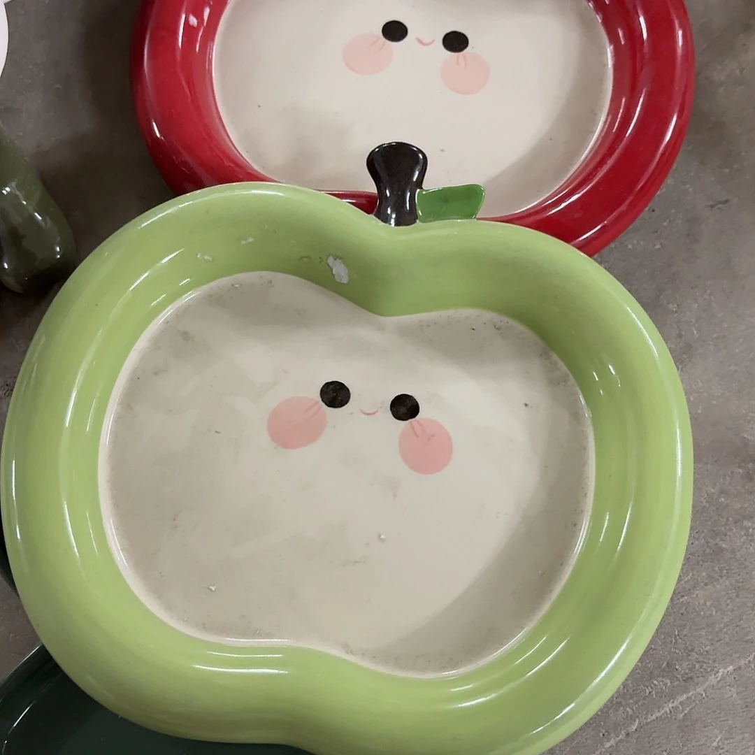 廿***秊搪瓷微瑕红绿苹果盘