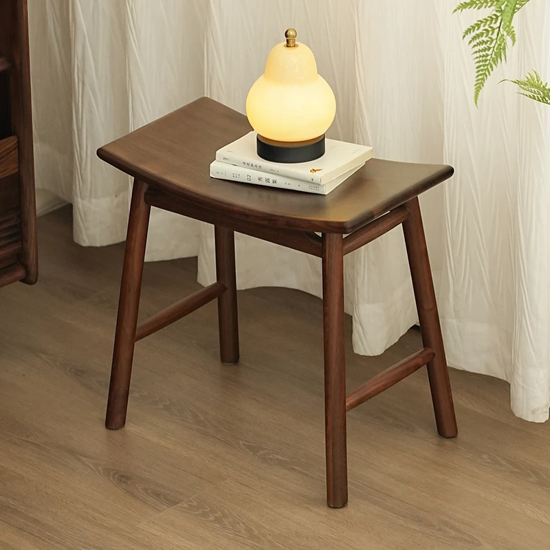 致典北美黑胡桃木元宝凳茶凳家用阳台小凳子板凳实木凳卧室梳妆凳