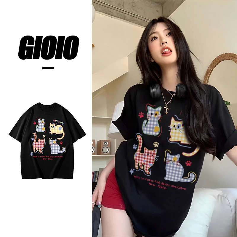 印花设计感短袖卡通韩版美式街头圆领宽松百搭国潮休闲风T恤