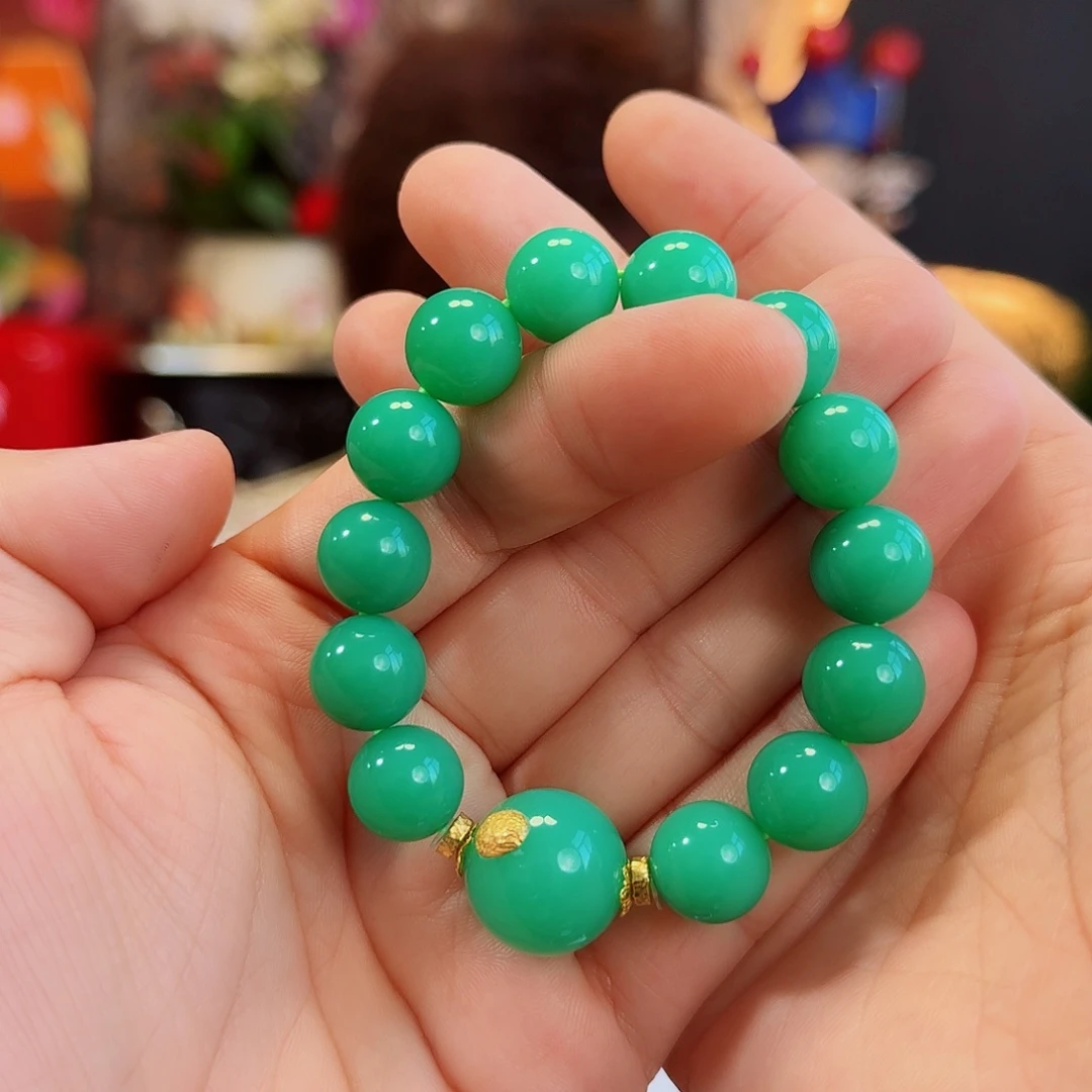 石英质玉18K金镶嵌手链13毫米