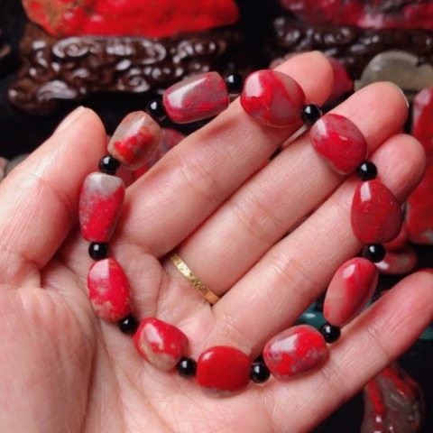 果***错昌化鸡血石昌化鸡血石手链
