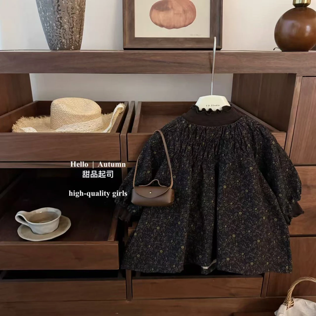 【甜品起司】森系美学！复古洋气女宝宝高级感碎花A字版打揽公主裙