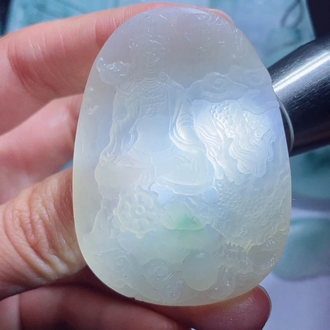 定制翡翠未镶嵌毛货付款后确认抛光