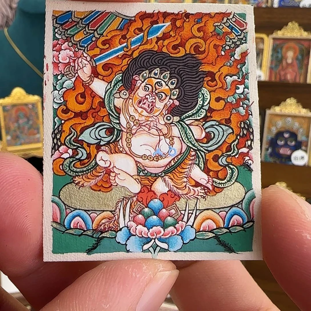 热贡纯手绘小唐卡不动明王
