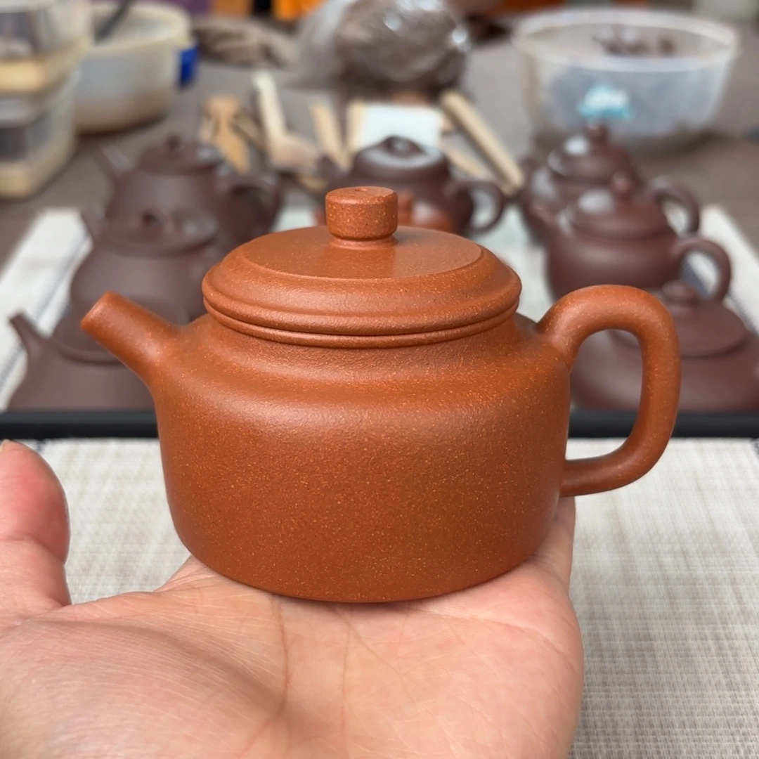 紫砂茶壶半手工红降坡德钟壶190cc