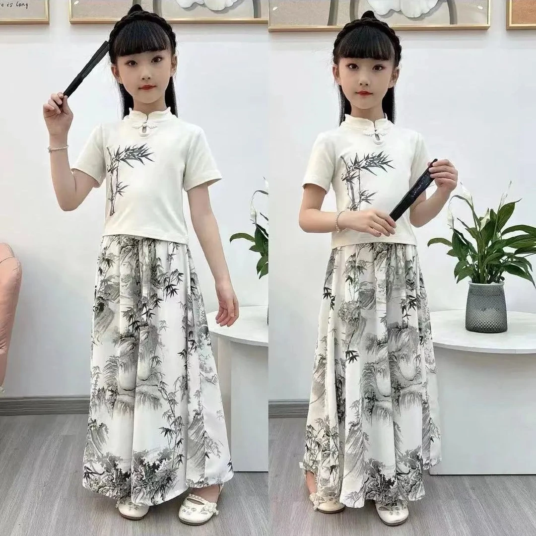 汉服女童古风套装夏季2025新款儿童新中式国风改良超仙唐装