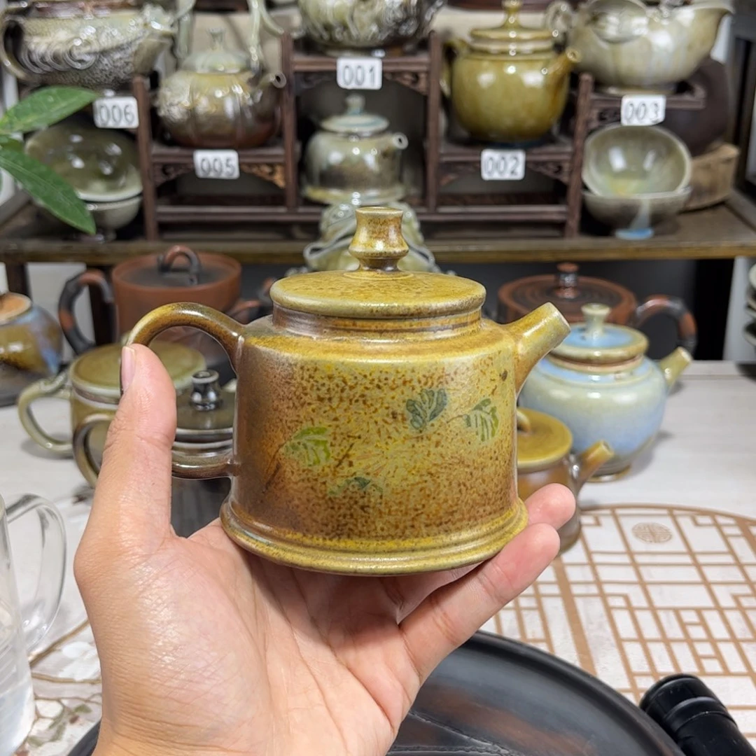 220cc白泥彩填柴烧德钟壶（建水紫陶古法传承裸坯柴烧）