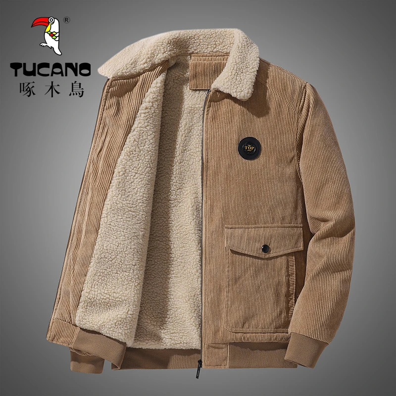 TUCANO/啄木鳥灯芯绒外套男士冬季加绒加厚棉服新款夹克棉衣男 装