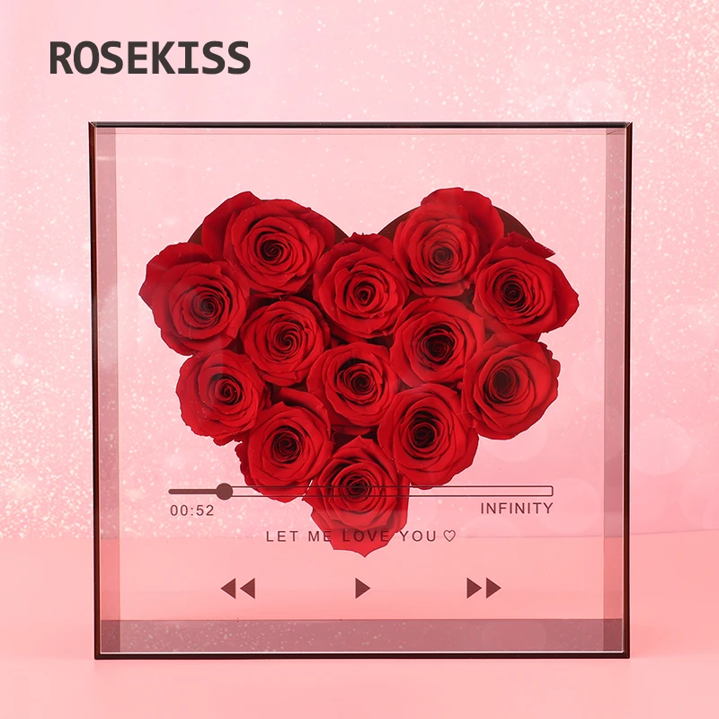 Rosekiss弗洛伊德永生花礼盒爱心玫瑰生日礼物送女朋友七夕情人节
