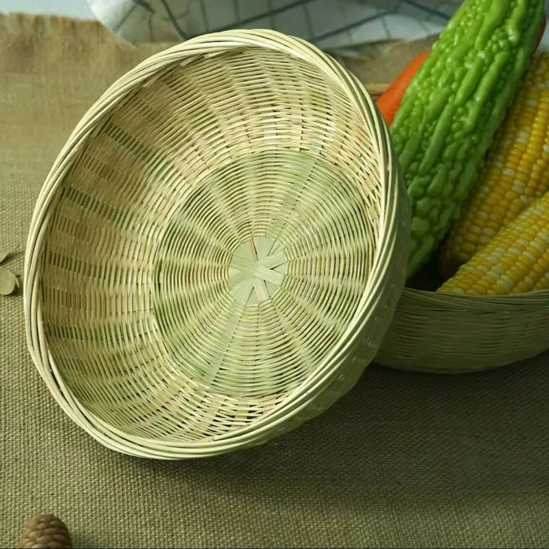 A 27cm 手工编织竹青篮馒头筐收纳筐