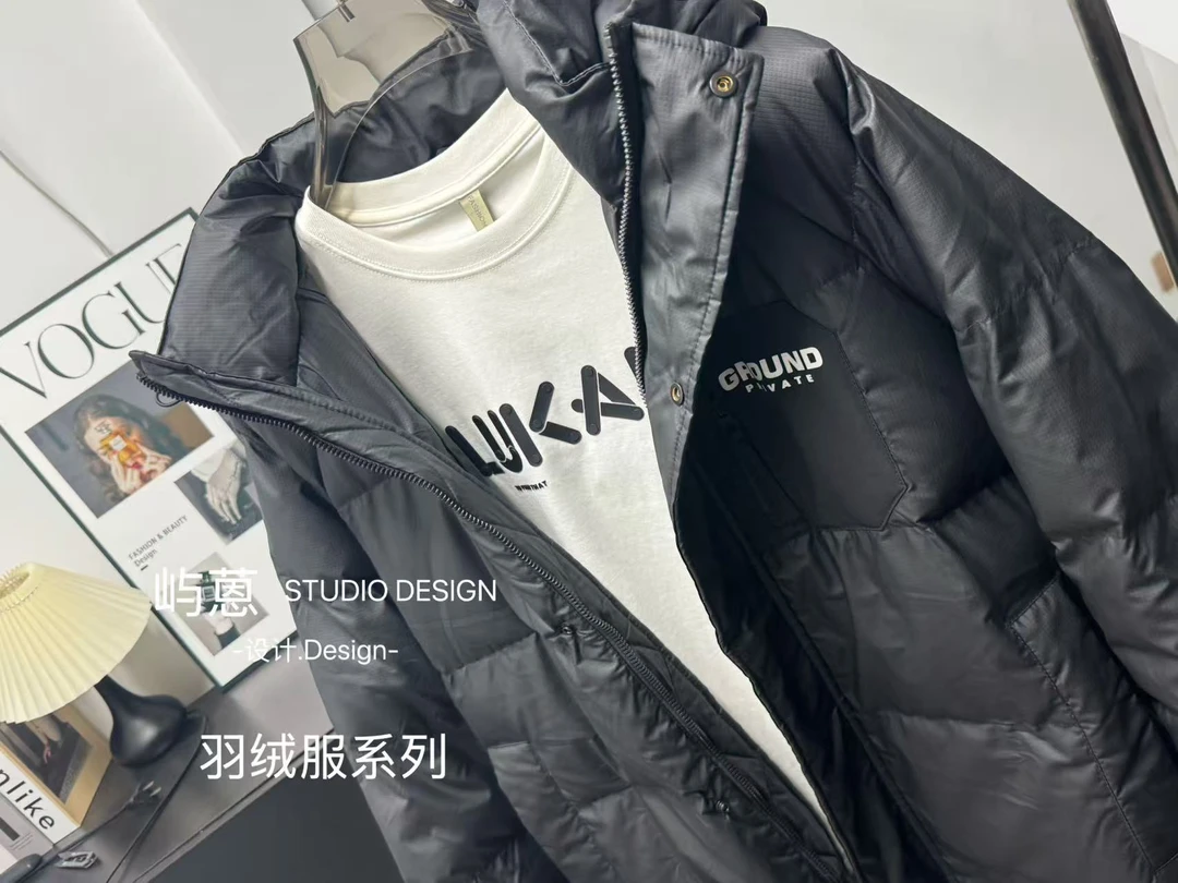 （反季）长款男士加厚保暖冬季休闲百搭潮流连帽韩版黑色带帽秋冬