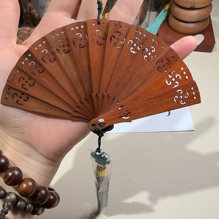 檀香木印度老山檀香满工精工迷你扇子