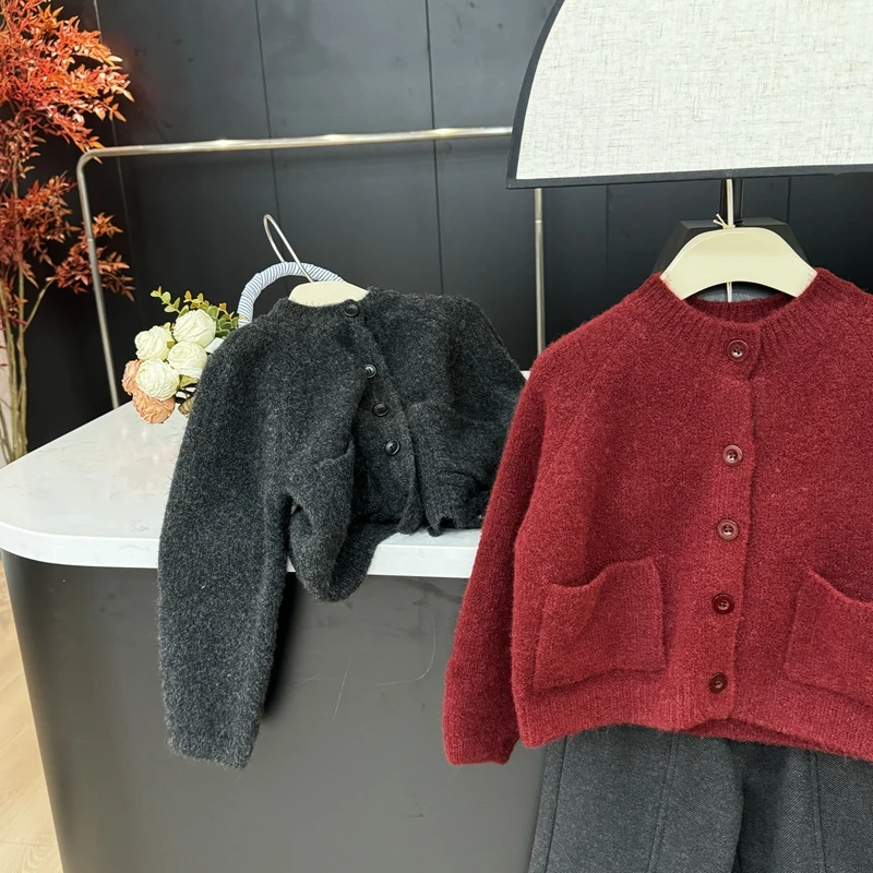 现货leomama【绵绵暖意】女童针织开衫毛衣外套秋冬高级感儿童上衣