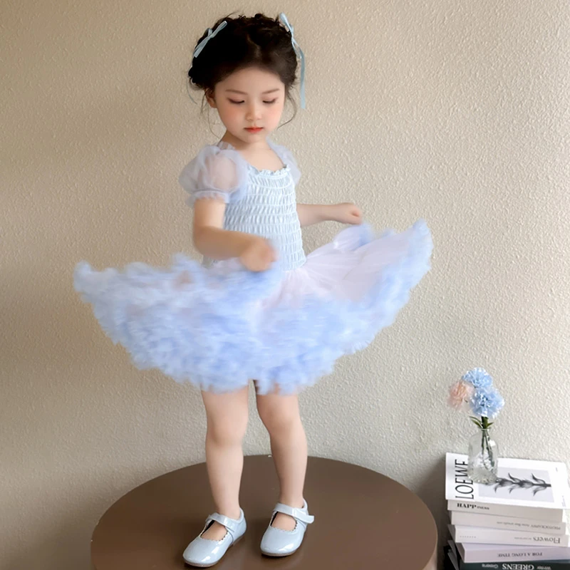 女夏季短袖公主裙春季连衣裙短裙蓬蓬裙裙子舞蹈服女宝宝凸凸裙