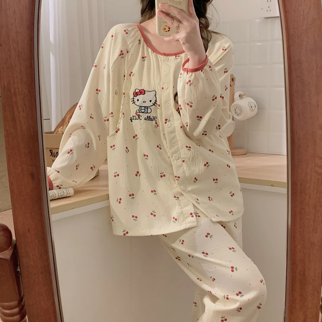 夏季孕妇云朵棉薄款睡衣产后月子服带胸垫哺乳期家居服待产两件套