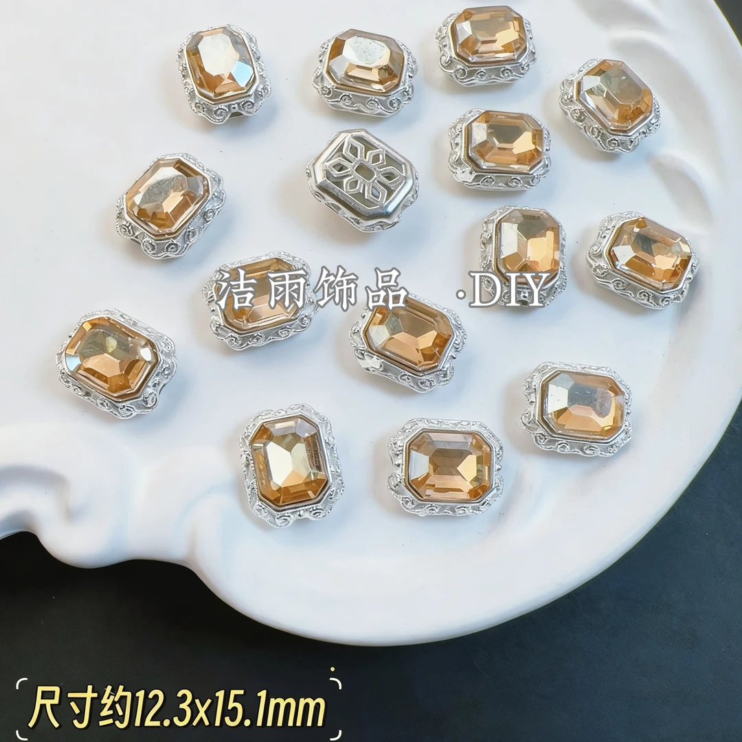 (洁雨饰品 DIY) T082 福利款银咖色方糖通孔串珠配件diy挂坠