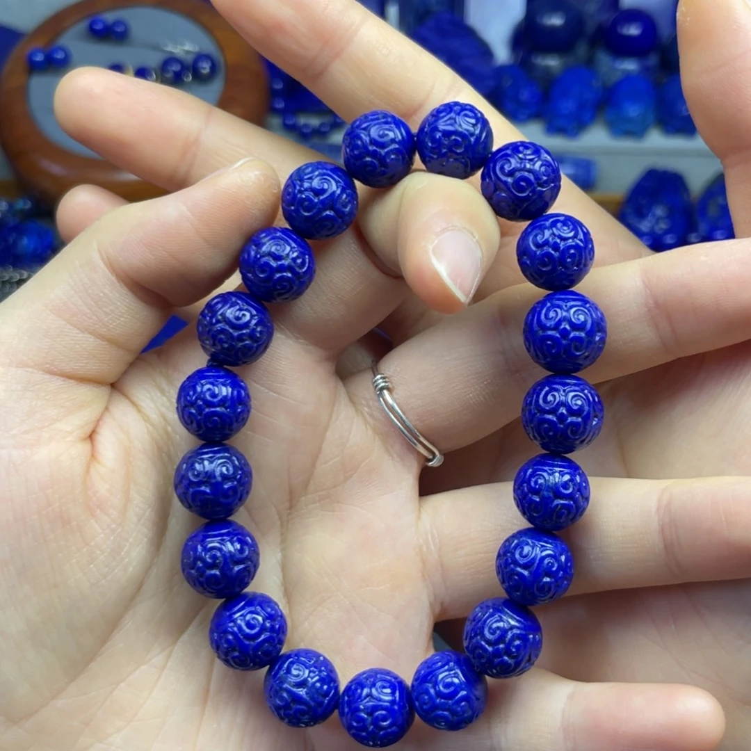 净***松青金石未镶嵌回纹手串12+